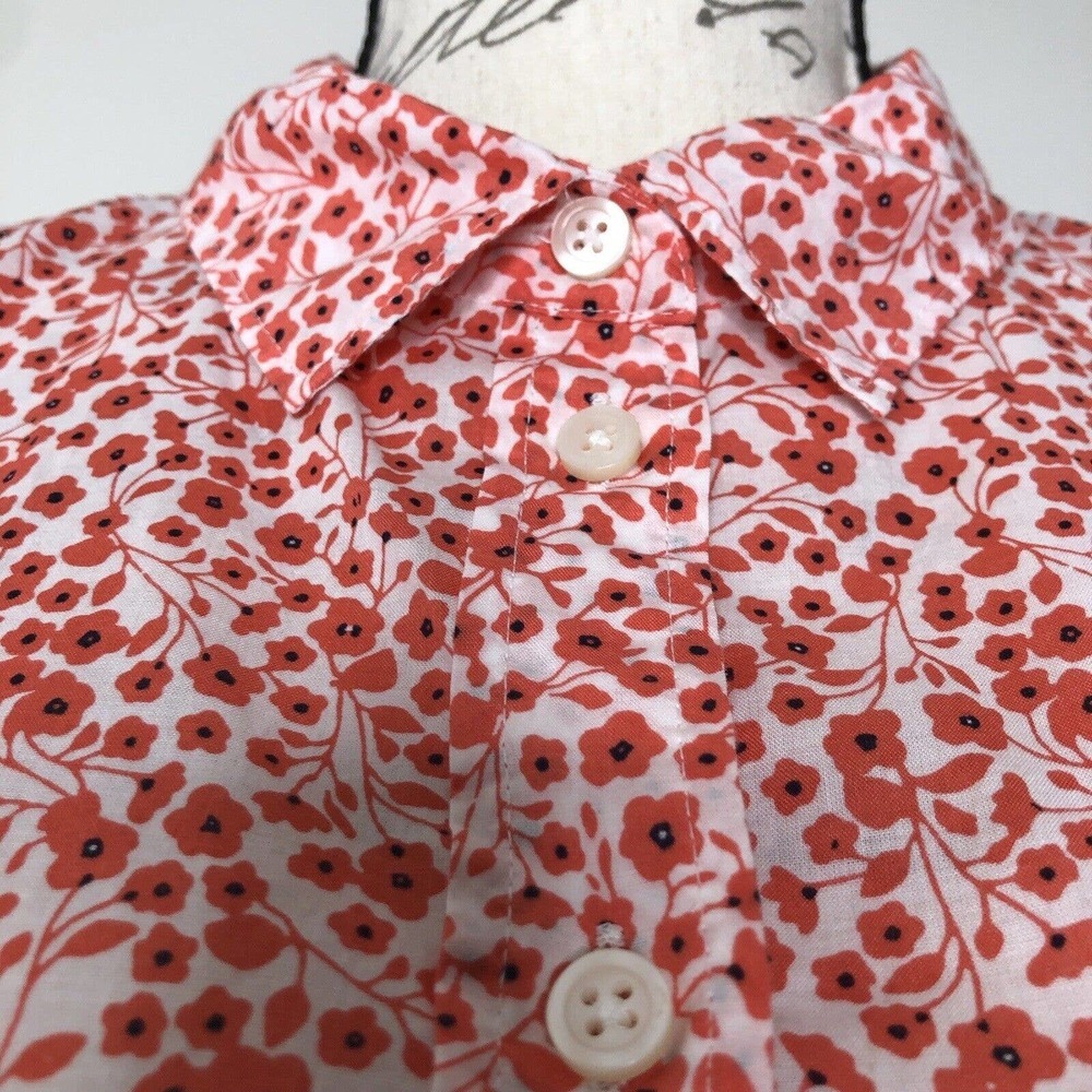 J. by J.Crew Ditsy Floral Cotton Button Front Long Sleeve Classic Top Medium - Picture 8 of 14